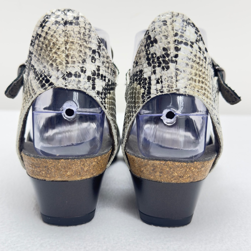 Naot Fiona Snakeskin Wedge Sandals Adjustable Buckle Cork Footbed Size 36/5.5 - Picture 3 of 9